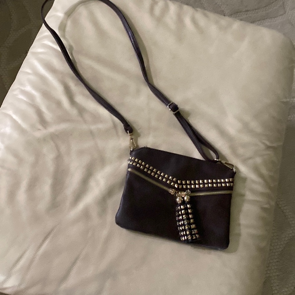 Brown with gold cross body purse
